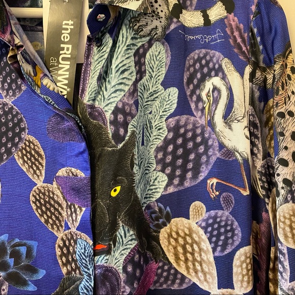 Just Cavalli Satin Print Button-Up Blouse/Top - Picture 6 of 15